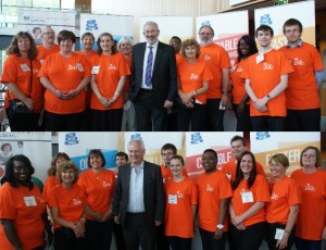 photo of Sir Bob and Francis Maude with CS Live volunteers
