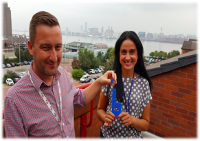 Keith and colleague with River Mersey in background