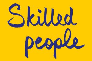 Skilled people written on yellow background