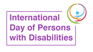 International day of persons with disabilities with a encircling arms in top right