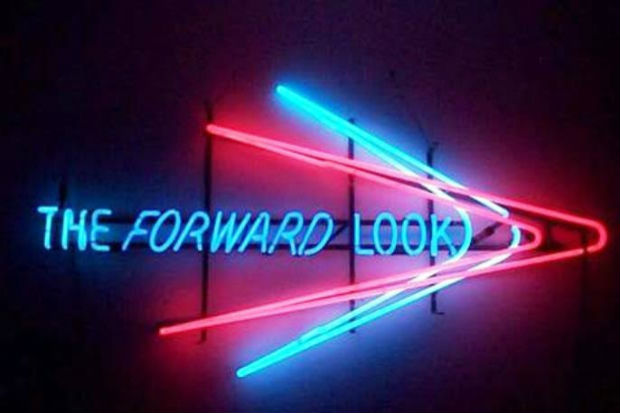 The words forward look in an arrow going right