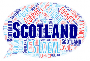 Word cloud featuringthe words Scotland, Connect and CS Local