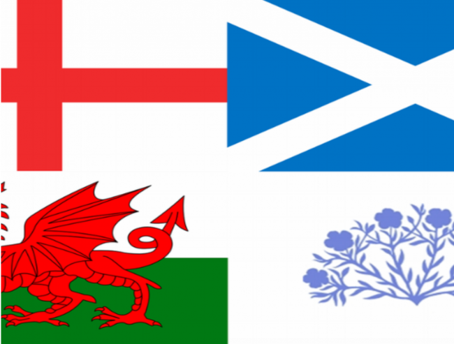 4 flags - England, Wales, Scotland and Northern Ireland