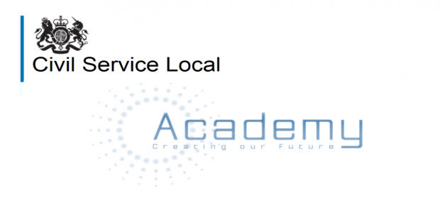 Crest saying Civil Service Local and the words 'Academy: Creating our future'.