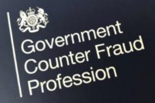 Black background with white writing that says Government Counter fraud Profession