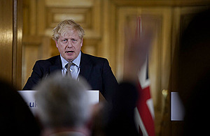 The Prime Minister Boris Johnson during a press conference on the Coronavirus inside No10 Downing Street on 16 Mar, 2020