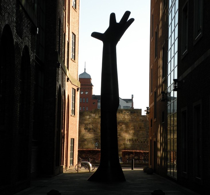 Statue of a hand reaching up