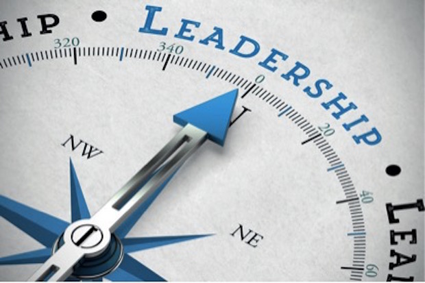 Compass pointing to the word leadership