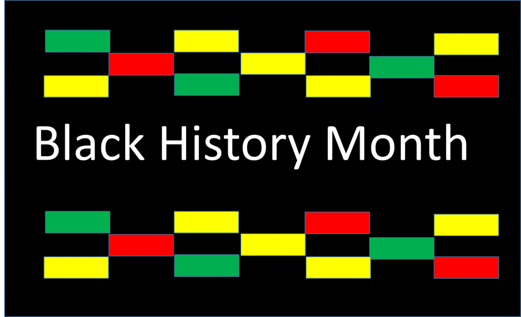 Black, yellow, red and green with Black History Month