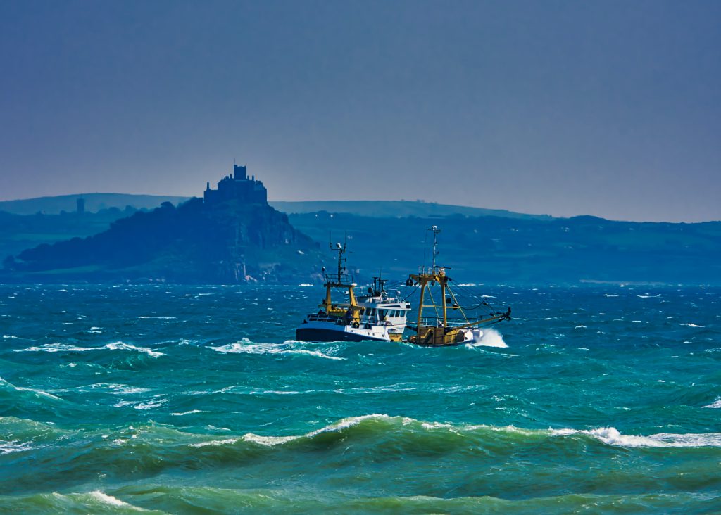 a fishing boat in the sea