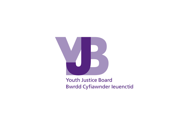Youth Justice board icon. YJB in large purple letters